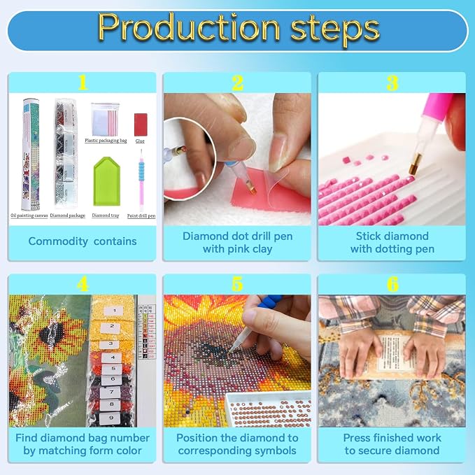 Diamond Paintings Kits for Beginners, Flower Diamond Arts Kits for Adults - Image 6