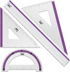 Mr. Pen- Metal Geometry Kit, 4 Pack, 45° & 30°/60° Set Squares | 6" Protractor by MrPen