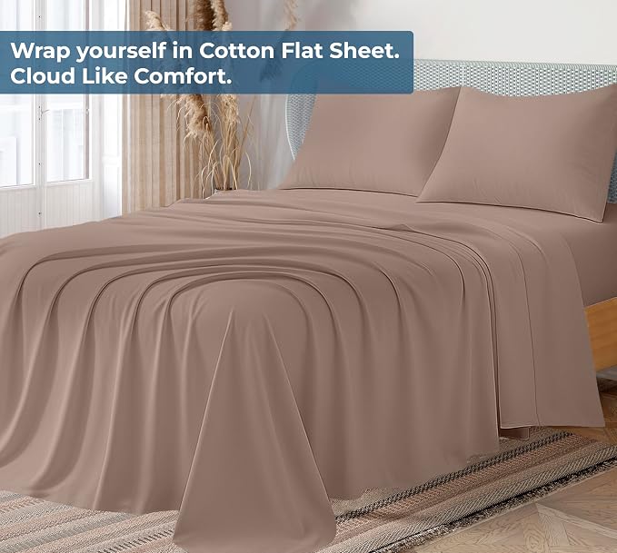 Royale Linens 100% Organic Cotton Twin Flat Sheet Only - Image 2