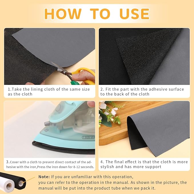 UzecPk Medium Weight 17" X 30yd Iron on Interfacing, Fusible Interfacing - Image 6
