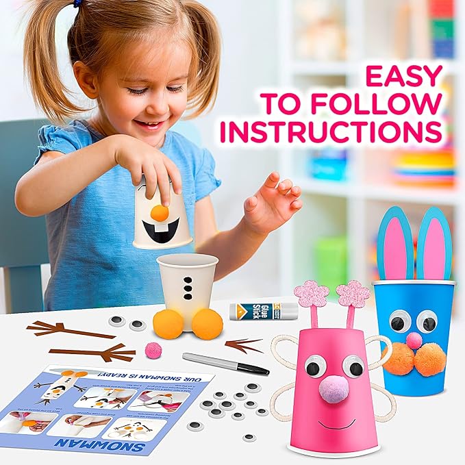 Arts and Crafts for Toddlers & Kids Ages 3-5 – Paper Cup Craft Kit, 8 Animal - Image 4
