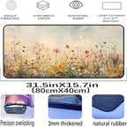 Beige Watercolor Flower Desk Mat, Oil Painting Style Desk Matt, Plant Flower - Image 2