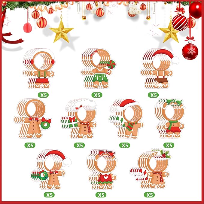 50 Pcs Christmas Gingerbread Cutouts | DIY Bulletin Board Decoration Photo - Image 2
