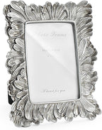 Cuspin 4x6 Picture Frame Silver, Vintage Ornate Palm Leaves Textured by Cuspin