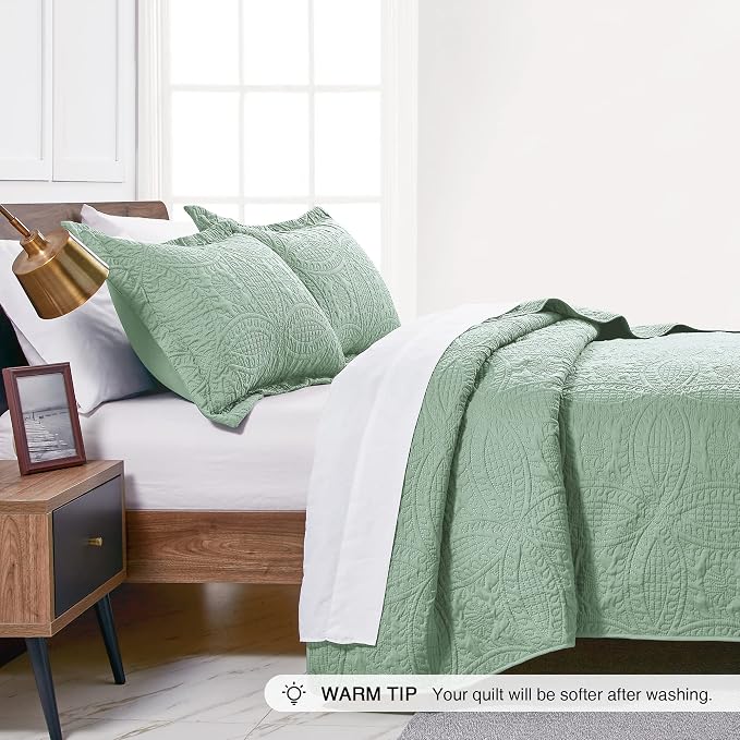Love's cabin Quilts for Queen Bed Sage Bedspreads - Image 4