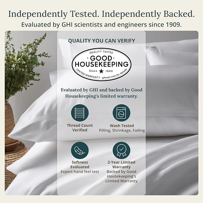 California Design Den Blue Stripe Sheets, 100% Organic Cotton Percale Sheets - Image 2