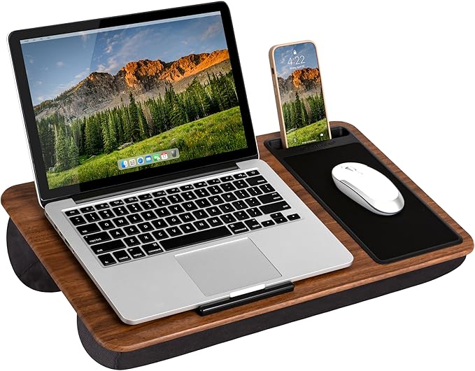 LAPGEAR Home Office Lap Desk – Espresso Woodgrain, Fits 15.6” Laptops by LapGear