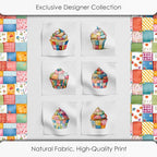 Patchwork Cupcake Fabric Panel – Single Continuous Cotton Satin Panel - Image 5