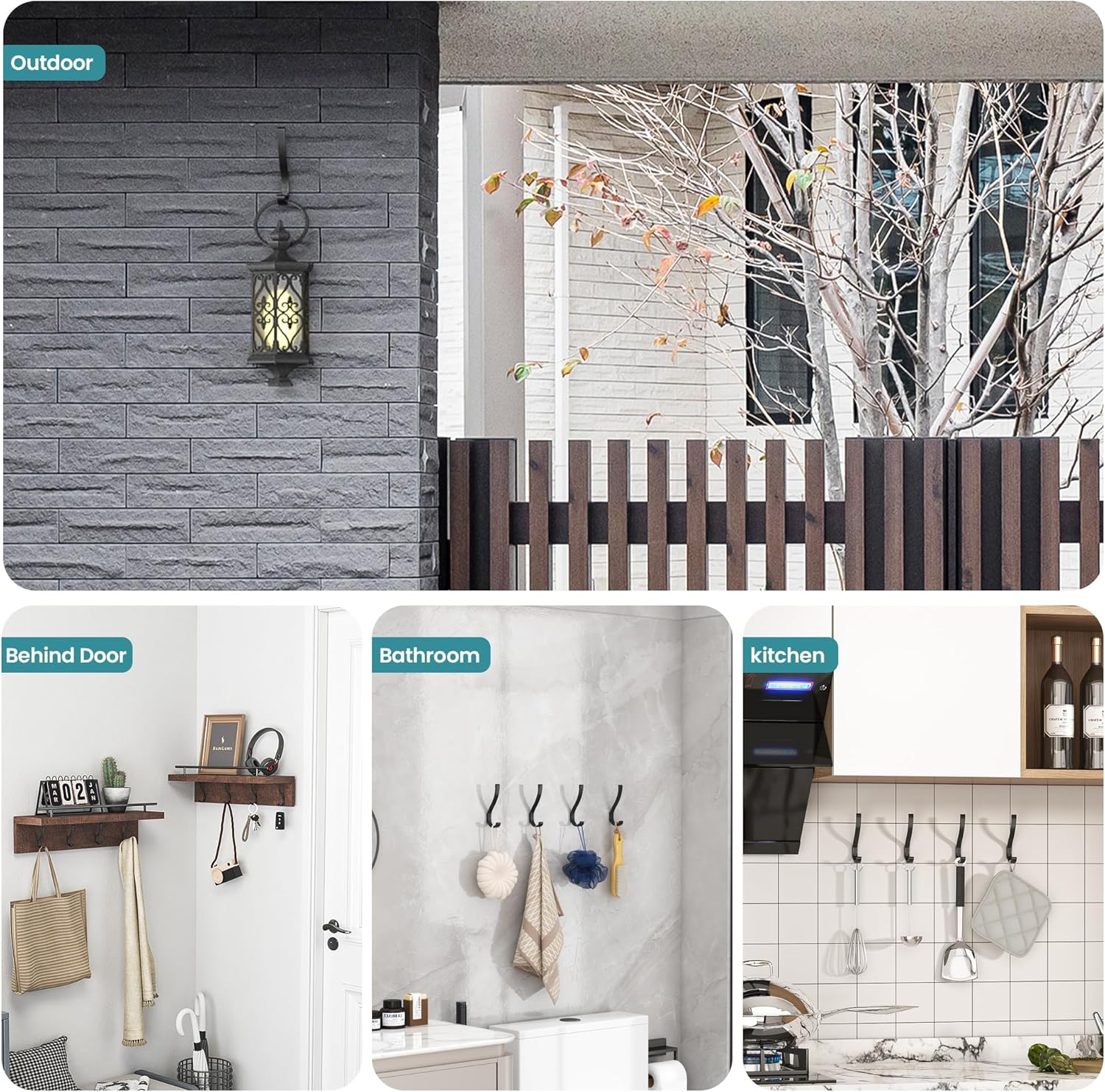 6-Pack Heavy Duty Coat Hooks for Wall Mount - Durable Wall-Mounted Hooks for Hanging Coats, Backpacks & Bookbags, Rust-Resistant Coat Hanger Hooks for Entryway, Garage, Dorm