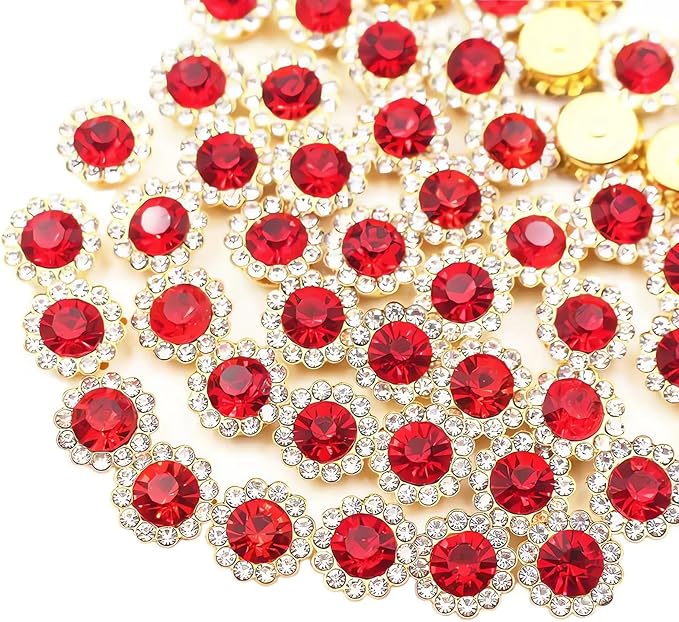 12mm 150pcs Crystal Red Sew on Rhinestones, Crystals Glass Gems by Unknown