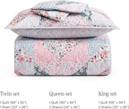 BLOOMHAVEN Quilt Set Twin Size, Patchwork Pink Floral Quilt Sets, Reversible - Image 8