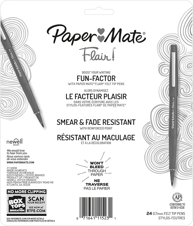 Paper Mate Flair Felt Tip Pens Medium Point | Smear Resistant | Water-Based Ink - Image 8