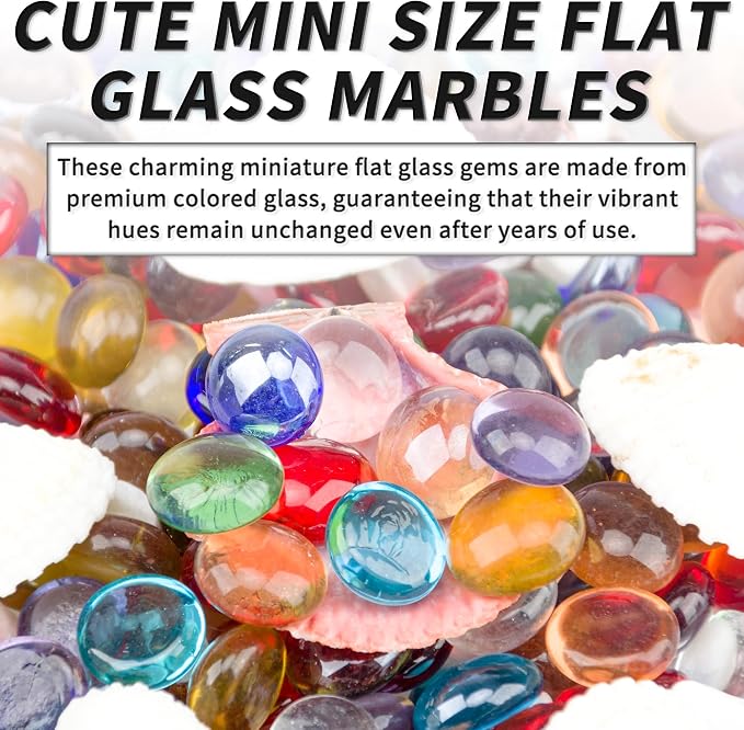 1 LB Mixed Color Flat Glass Beads, 160-180PCS Small Glass Marbles, Mini Flat - Image 5