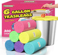 300 Count 6 Gallon Trash Bags - 22 Liter Colored Medium Garbage Bags Unscented 0.94 Mil Thick & Leakproof Wastebasket Liners for Kitchen Bathroom Home