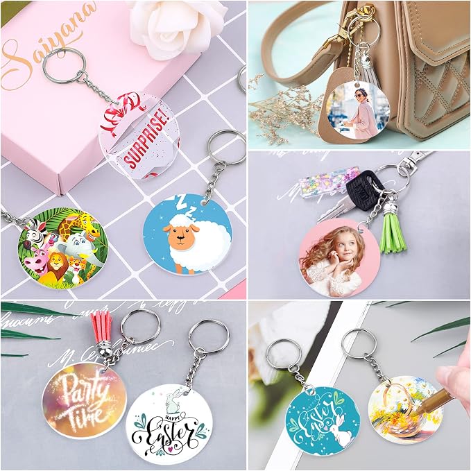 350Pcs Acrylic Keychain Blanks Clear Acrylic Round Ornament Blank - Image 9