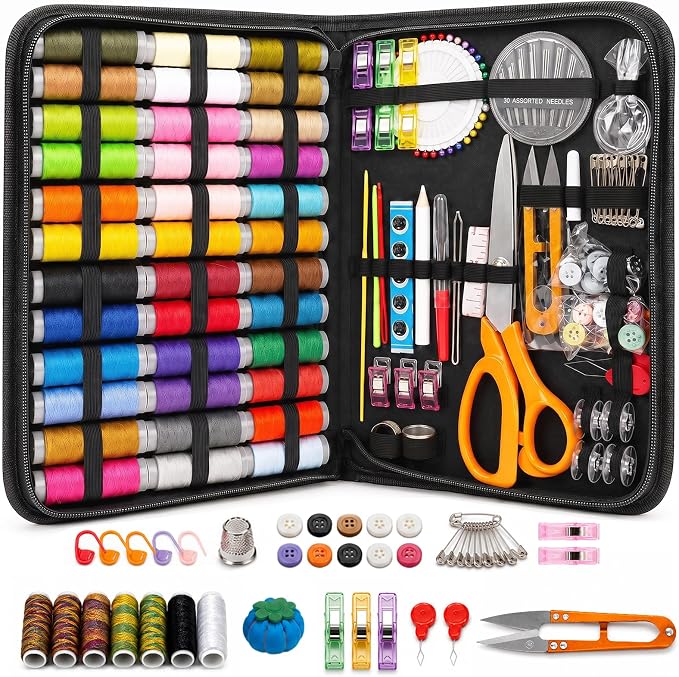 JJRING 205 PCS Sewing Kit for Adults, Premium Needle and Thread Kit by JJRING