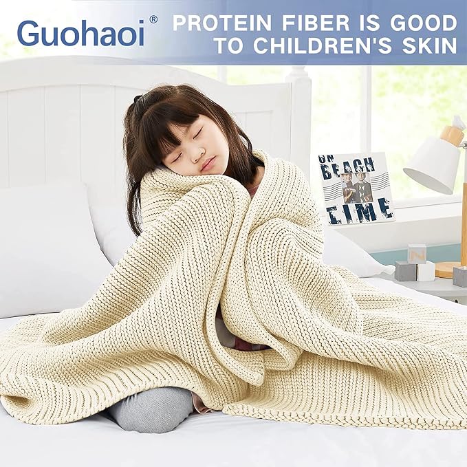 Guohaoi Knitted Weighted Blanket Kids No Beads Cooling Heavy Blanket, Home - Image 3