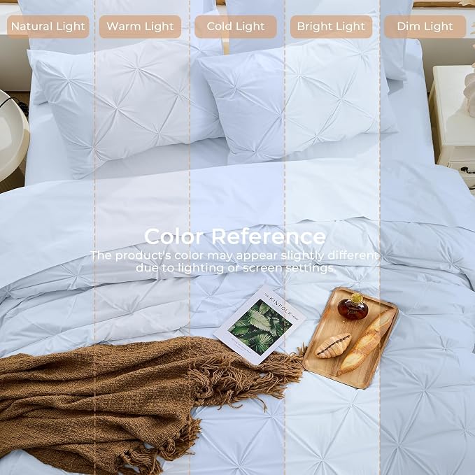 Sasttie California King Comforter Set, 7-Piece Bed in a Bag, Pintuck Bedding - Image 8