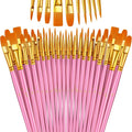 Paint Brushes Set, 24 Pack 240 Pcs Round-Pointed Tip Paintbrushes Nylon Hair by LIDCOM