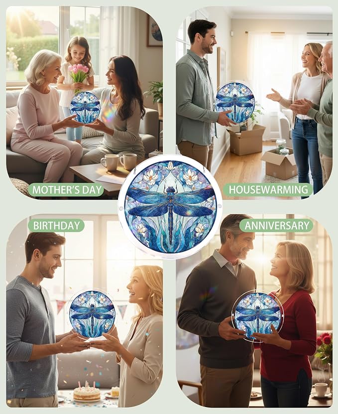 Acrylic Puzzle Suncatcher, Lotus Pond Dragonfly Sun Catcher - Image 4