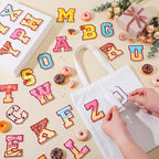WILLBOND 52 Pcs Donut Alphabet Patches 2.8 Inch Self Adhesive Letter Patches - Image 2