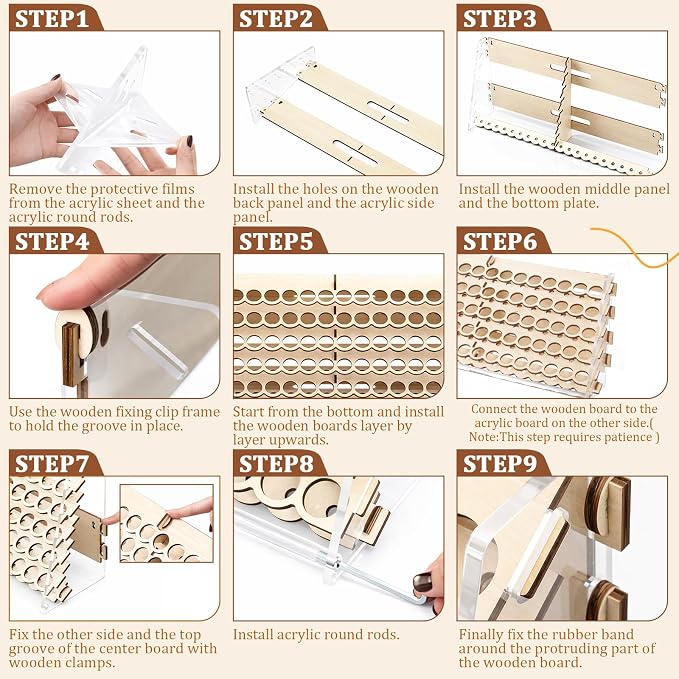 Colingmill Wooden Paint Organizer Storage Rack, 80 Holes Miniature Model Paint - Image 7