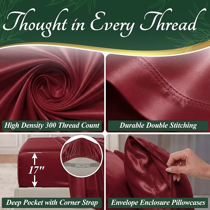 DECOLURE 100% Viscose Derived from Bamboo Sheets Twin Size - Image 4