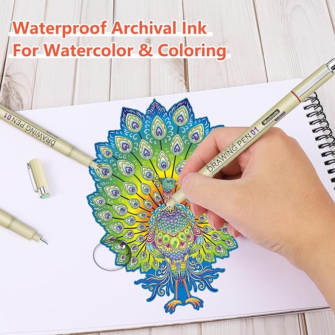 Muchcute Micro Fineliner Drawing Art Pens: 20 Set Extra Fine Line Waterproof - Image 4