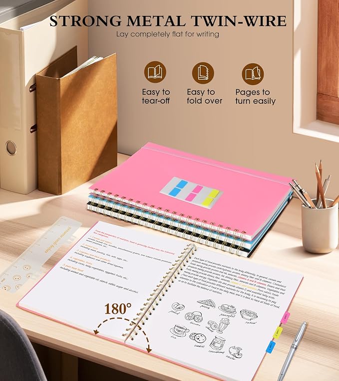 Blank Spiral Notebook Journal 8.5” x 11”, A4 Large Pink Sketch Book - Image 7