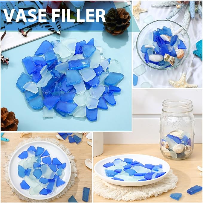 Jetec 11 oz Sea Glass for Crafts Pieces Decor Flat Frosted Sea Glass Vase - Image 4