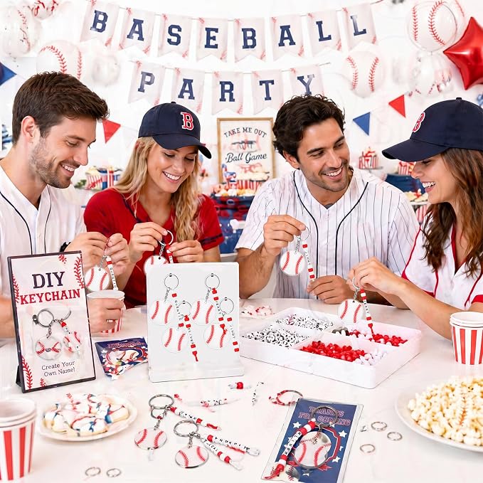 Suncalla 984 Pcs 24 Set Baseball Keychain Making Kit DIY Craft Ball Bag Tag | - Image 2