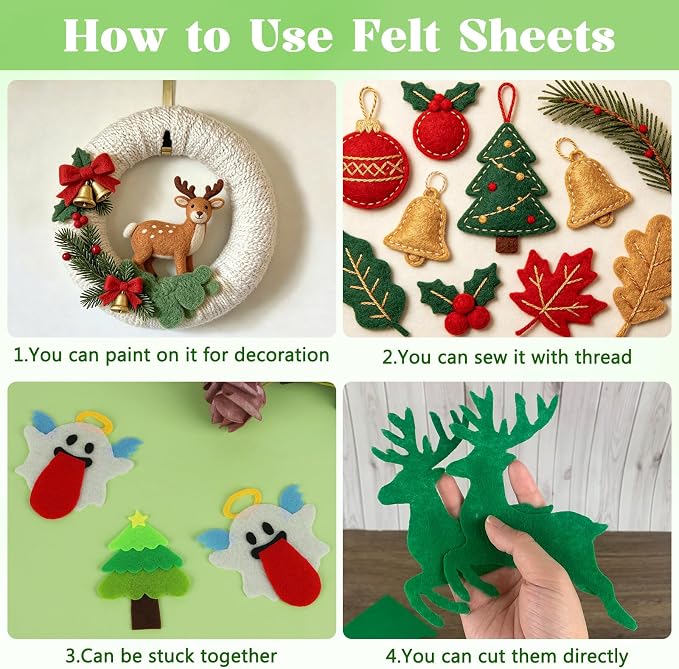 ZUFECY 40Pcs Felt Sheets for Crafts, Nonwoven Felt Squares for Sewing Patchwork - Image 5