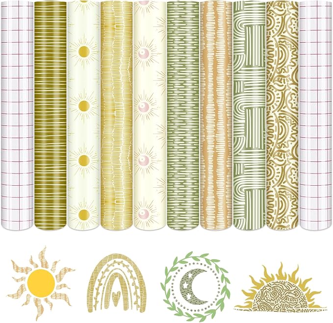 Tintnut Boho Stripe Permanent Vinyl 8 Sheets 12''x10'' Adhesive Vinyl | Boho by Tintnut