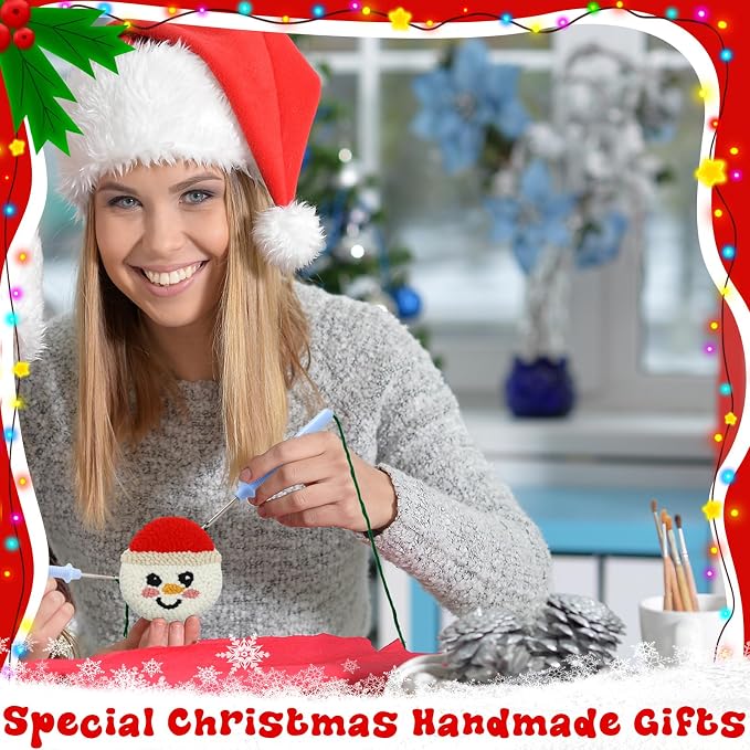 WinnerWhy 6 Pcs Christmas Punch Needle Kit Adults Beginner Keychain Accessories - Image 5