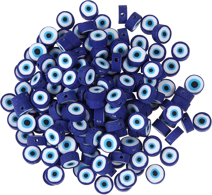 100pcs Evil Eye Polymer Clay 10mm Spacer Beads by LUBINGSHINE