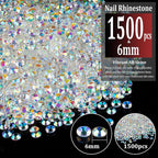 1500pcs 6mm Resin Rhinestones Bulk, Transparent AB Flatback Round Jelly - Image 2