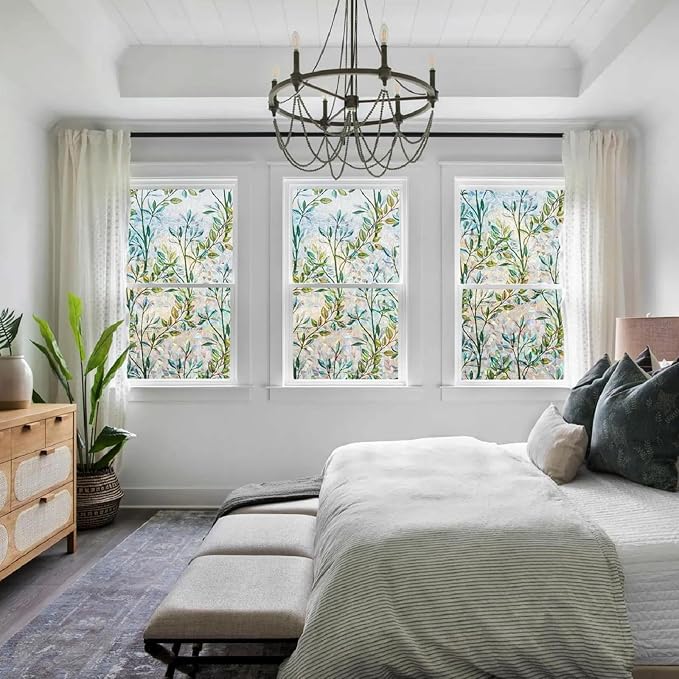 Retro Flowers Window Privacy Film, Magnolia Stained Glass Decorative Window Film - Image 4