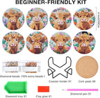 Highland Cow Diamond Art Painting Coasters Kit - Image 2