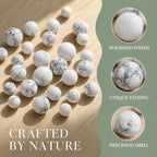 48pcs Natural Matte White Howlite Gemstone Beads，8mm Frosted Round Loose Stone - Image 5