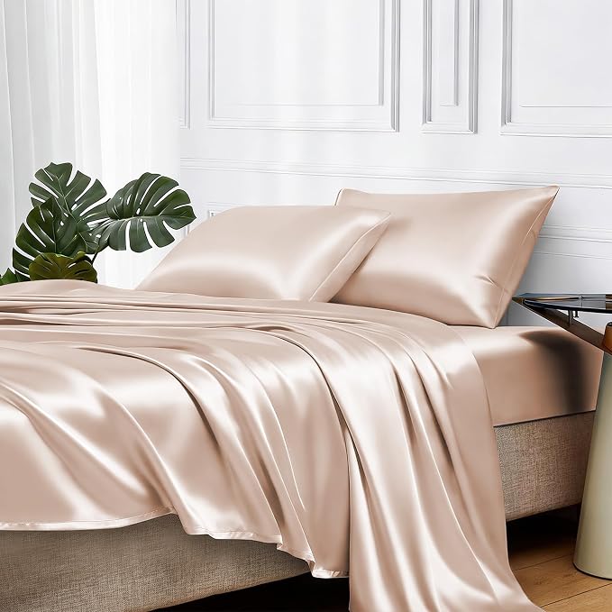 MR&HM Satin Bed Sheets, Twin Size Sheets Set by MRHM