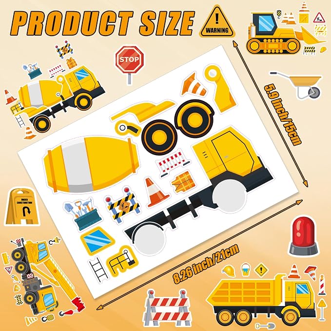 42 Sheets Create Construction Vehicles of Dreams Stickers, Make Your Own Sticker - Image 3