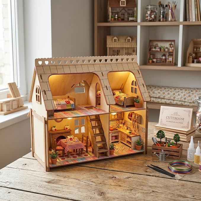 3D Puzzle House, Fantasy Villa Model Kit DIY Miniature Dolls House Kits - Image 5