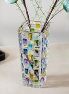 Magcolor Hand Painted Blue Woven Glass Vase -Crystal Flower Vase- 7.7 inch - Image 9