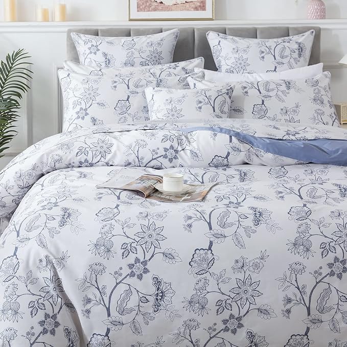 FADFAY Duvet Cover Set King/Cal King Floral Bedding Percale Cotton 600 TC - Image 9