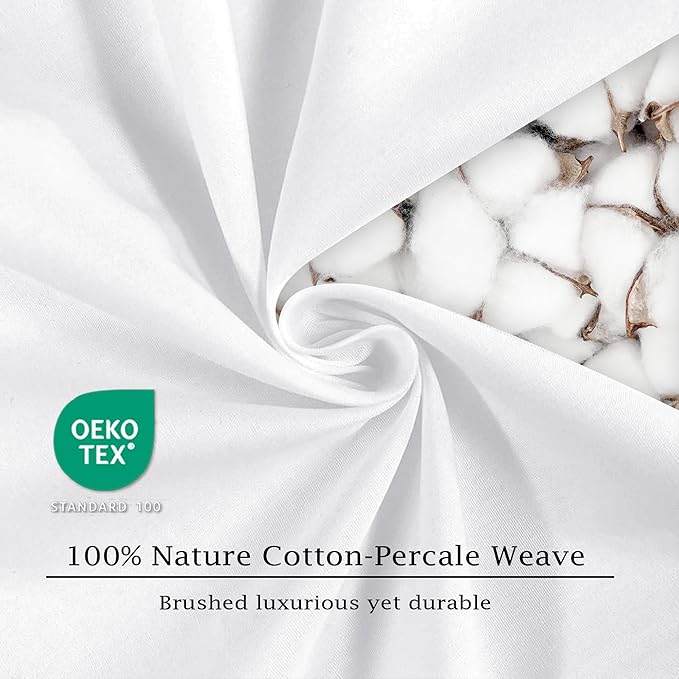 FreshCulture Pure Cotton Fitted Sheets Full Size, 300 Thread Count Percale - Image 6