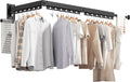 Wall Mounted Clothes Hanger, Aluminum Clothes Drying Rack, Space Saver, Retractable, Windproof Holes, with Clips