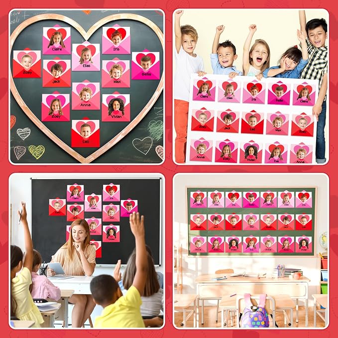 60pcs Valentine's Day Theme DIY Cutouts Heart Envelope Bulletin Board - Image 7