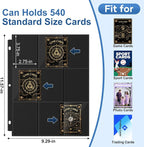 30 Pack 9 Pocket Page Protector, 540 Pockets Black Card Binder Sheets, Trading - Image 2