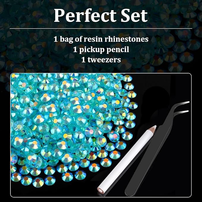 1500pcs 6mm Resin Rhinestones Bulk, Transparent Lake Blue AB Flatback Round - Image 4