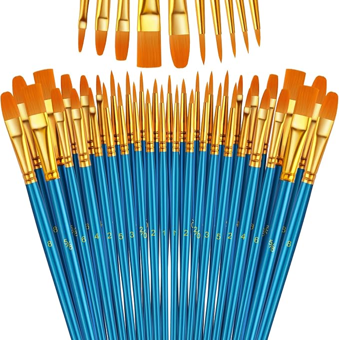 Paint Brushes Set, 24 Pack 240 Pcs Round-Pointed Tip Paintbrushes Nylon Hair by LIDCOM